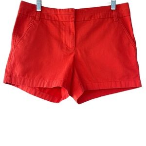 J. Crew Chino Orange Poppy 4" Shorts Size 6 NEW
